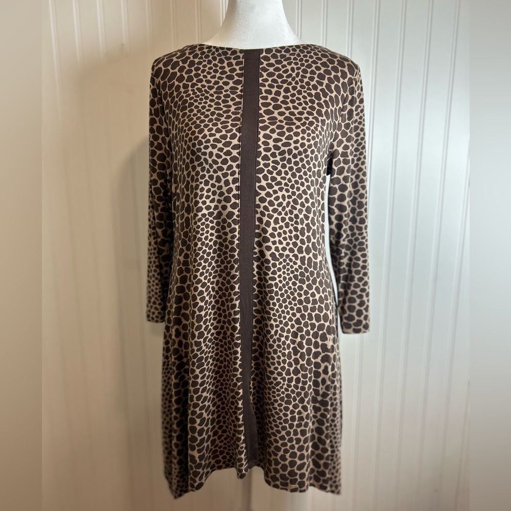 Soft Surroundings women Brown Animal Print tunic top size M long sleevele.